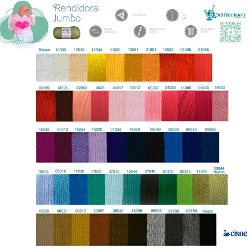 lana 100 acrilica cisne rendidora jumbo tex425 para tejer x100grs variedad colores 0