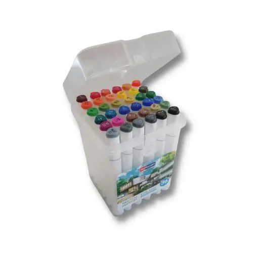 set 36 marcadores al alcohol doble punta sketch marker skyglory x36 colores 0