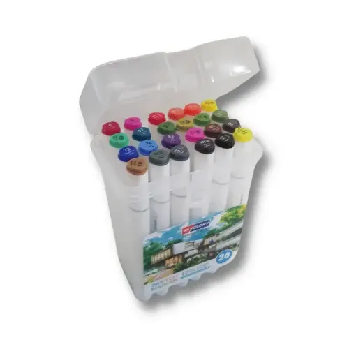 set 24 marcadores al alcohol doble punta sketch marker skyglory x24 colores 0