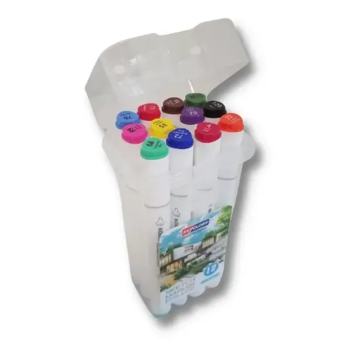 set 12 marcadores al alcohol doble punta sketch marker skyglory x12 colores 0