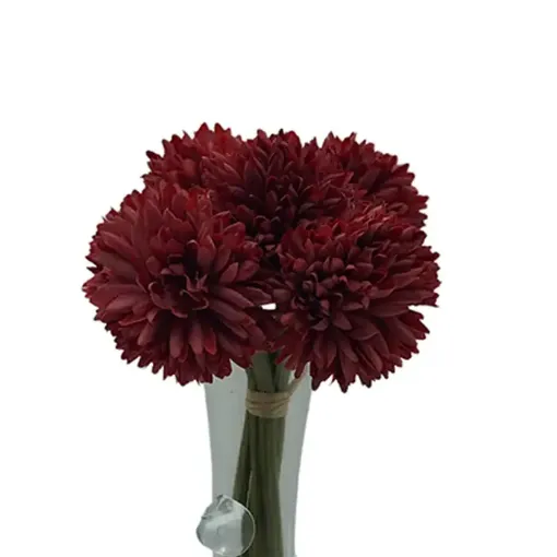 atado flores artificiales crisantemos medianos 6cms 6 varas 20cms color bordeaux 0