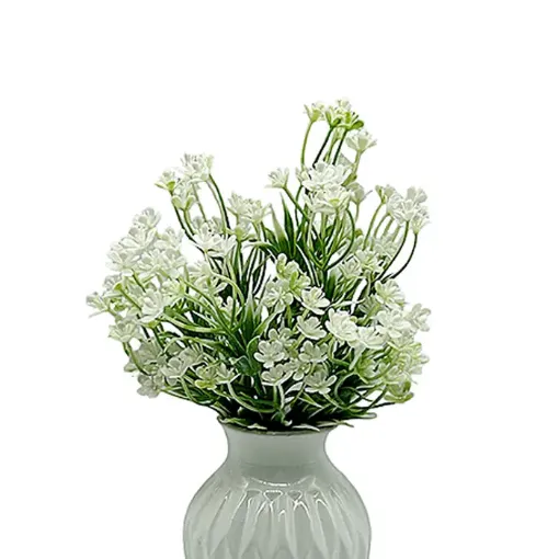 ramo flores artificiales mini flor silvestre nevado 31cms color blanco 0