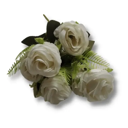 ramo flores artificiales rositas medianas flor x6 6cms 30cms color blanco 0