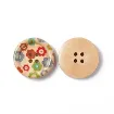 botones madera estampados 25x4mm forma circular motivo flores colores por 20 unidades 2