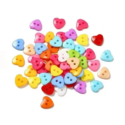 botones acrilico 14x3mm forma corazon colores surtidos por 100 unidades 0