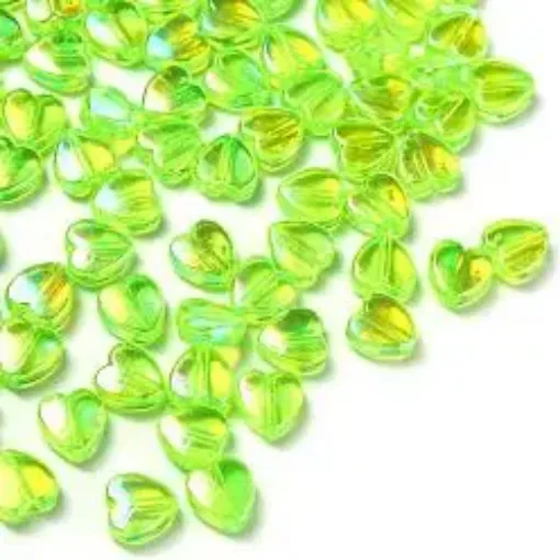cuentas abalorios para bijouterie acrilico corazon 8x3mms x100 unidades color verde primavera 0