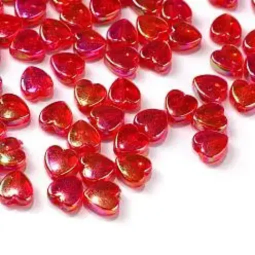 cuentas abalorios para bijouterie acrilico corazon 8x3mms x100 unidades color rojo perlado ab 0