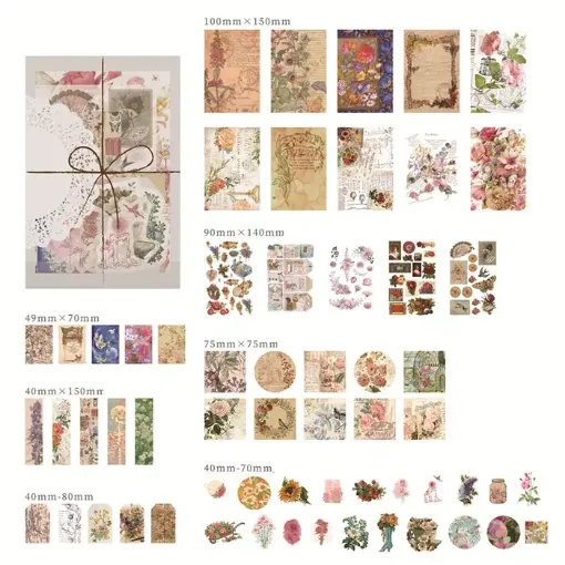 set para scrapbooking 10x15cms x83 piezas etiquetas adhesivas pvc tarjetas etc tema floral 447f 0
