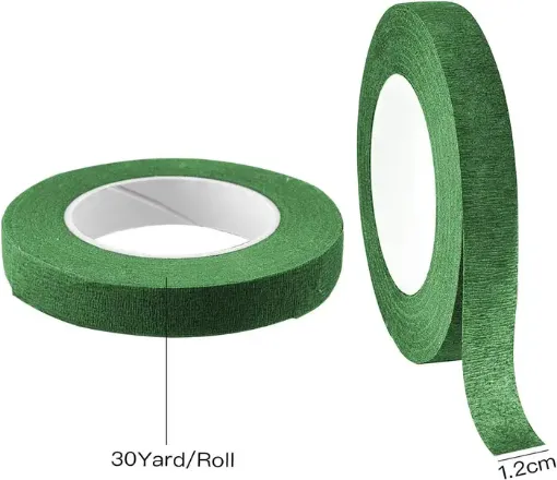 cinta florista floral tape papel 12mms rollo 27mts color verde oscuro 0