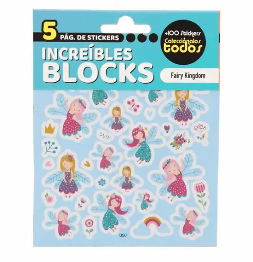 block 5 hojas stickers adhesivos 10x13cms modelo fairy kingdom 050 0