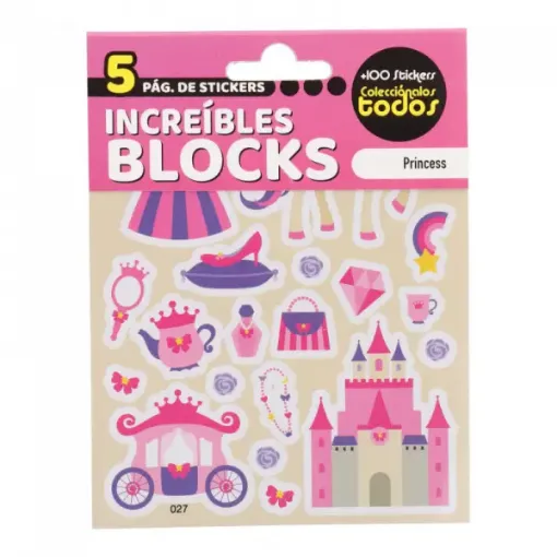 block 5 hojas stickers adhesivos 10x13cms modelo princess 027 0