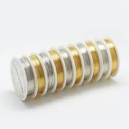 alambre blando cobre para bijouterie set 10 rollos medidas surtidas oro cobre 0