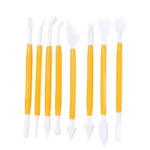 set 8 herramientas estecas dobles plastico para modelar porcelana arcilla ceramica 15cms amarill 0