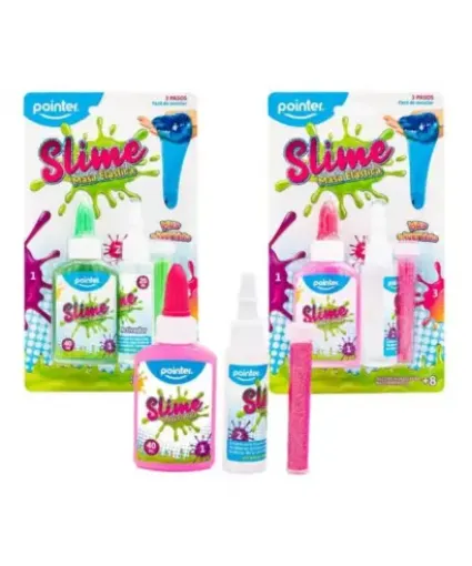 slime set para fabricar masa elastica pointer 3 pasos color rosa brillantinas 0