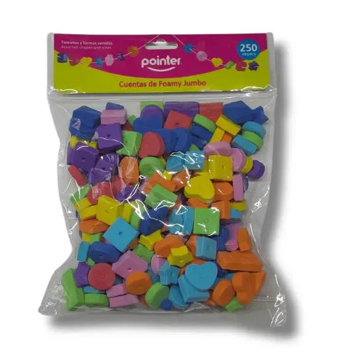 cuentas foamy jumbo pointer 250 piezas formas colores surtidos 0