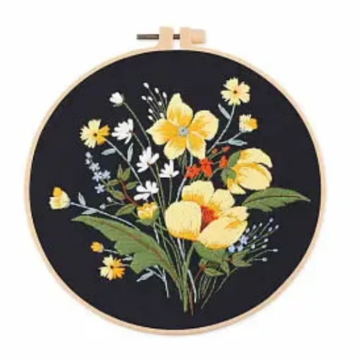 kit bordado iniciacion circular 20cms hilos patron motivo floral no 004b 0