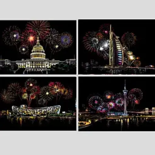 cartulina para esgrafiado magic rainbow scratch card 29x21cms colorful fireworks 4 modelos 0