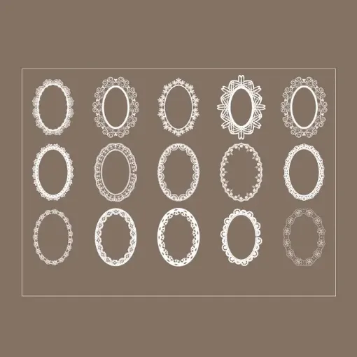 apliques adhesivos marcos tipo puntilla blanca lace sticker 8x6mms set x30 patrones oval 0
