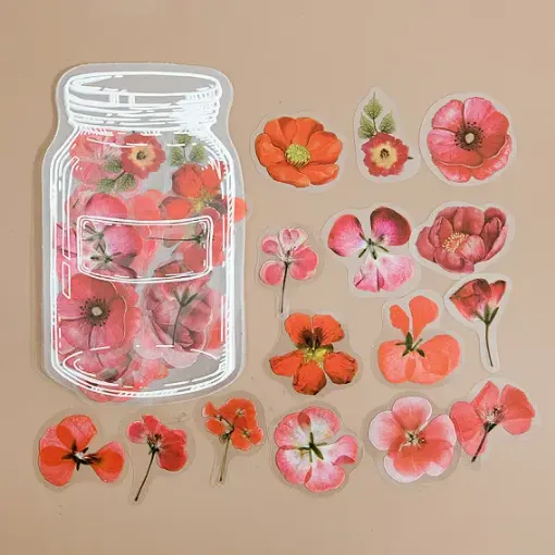 apliques pegatinas adhesivas impermeables pet motivo flores 4 6cms set x35 color rojo 0