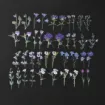 apliques pegatinas adhesivas impermeables pet deco sticker motivo flores 6 10cms set x40 violetas 2