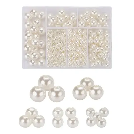 perlas imitacion acrilico color marfil 4 12mms caja 497 unidades surtidas 0