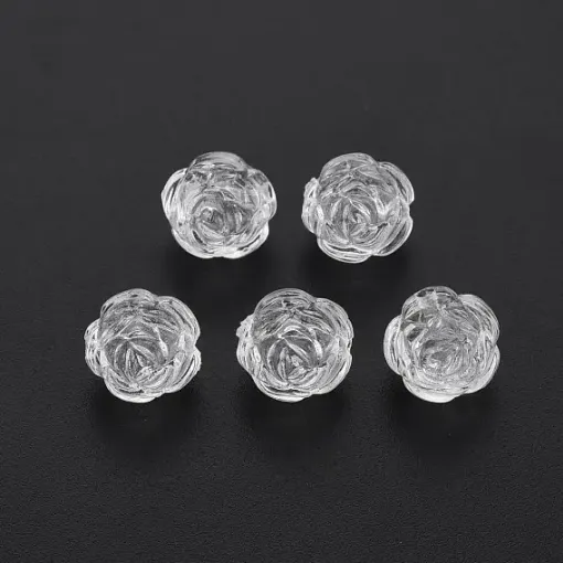 cuentas para bijouterie acrilico facetadas flor 10mms transparente x50grs 110 unidades 0