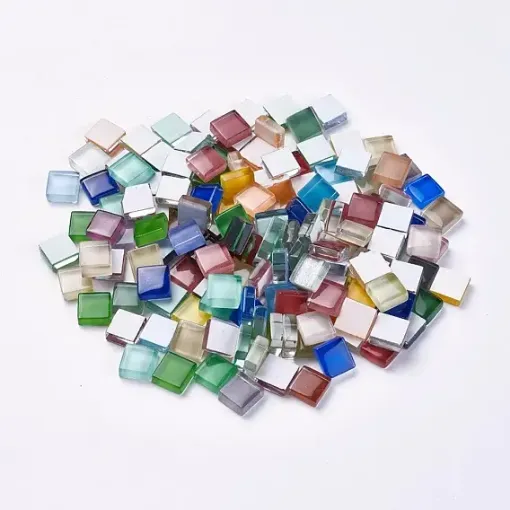 apliques adhesivos vidrio venecitas 10x10mms colores surtidos 1 kg 1000 unidades 0