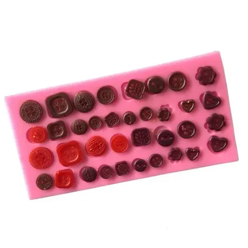 molde silicona grado alimenticio para chocolate masas jabones resina 22x10cms x40 mini botones 0