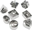 set 24 cortantes mini acero inoxidable para masas x9 formas diferentes x3 medidas caja metalica 7