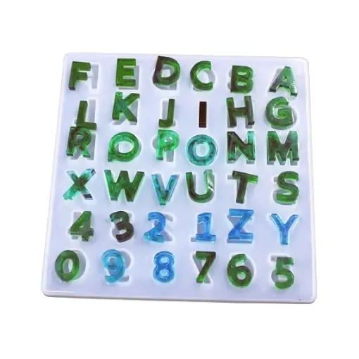 molde silicona para resina epoxi modelo abecedario alfabeto 135x135mms 0