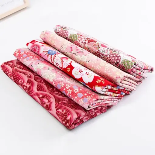 set 5 telas para patchwork 100 algodon 25x20cms x5 motivos varios rosados 0