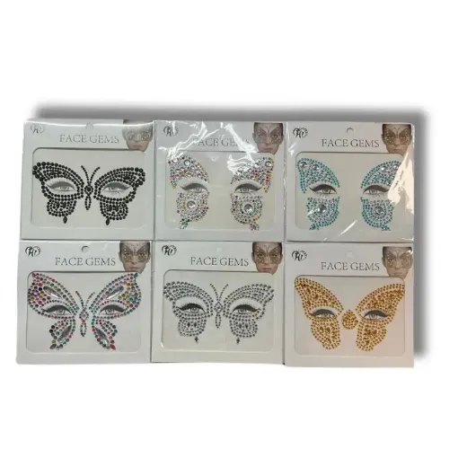 sticker face gems set cuentas facetadas adhesivas motivo mariposa varios 0