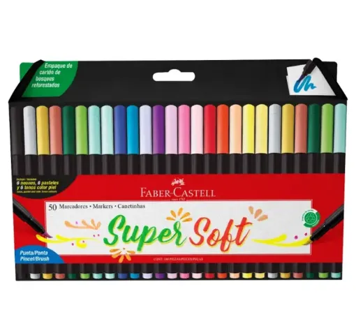 set 20 marcadores faber castell super soft punta pincel para lettering x50 colores 0