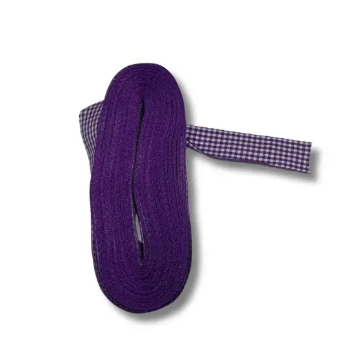 cinta tela estampada 25mms ancho motivo cuadrille por metro color violeta 0
