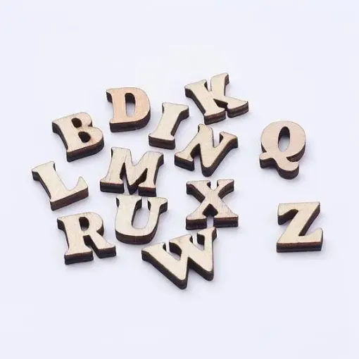apliques calados madera forma letras surtidas 15mms x100 unidades 0