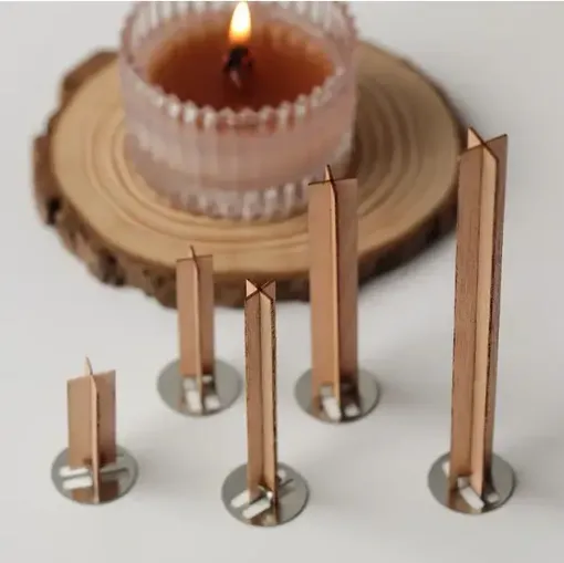 pabilo madera ecologico cruzado 9cms base metalica para velas soja parafina por unidad 0