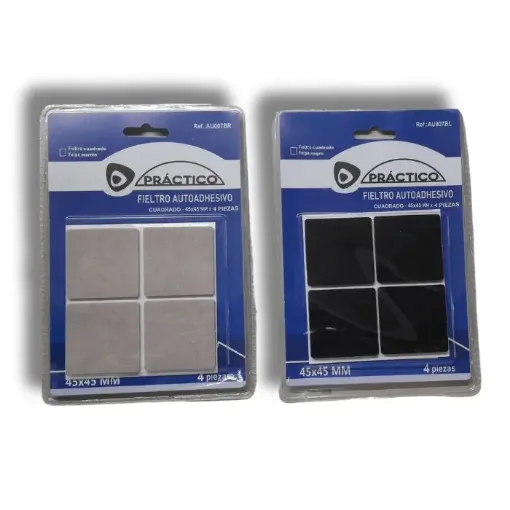 protectores fieltro autoadhesivos cuadrado 45x45mms practico set 4 unidades color negro 0