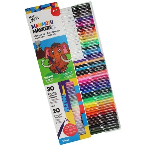 set 50 marcadores escolarede 2 2mms 30 colores brillantes 20 perfumados mont marte mammoth markers 0