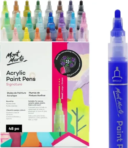 set 48 marcadores tinta acrilica punta gruesa 10mms signature mont marte x48 colores brillantes 0