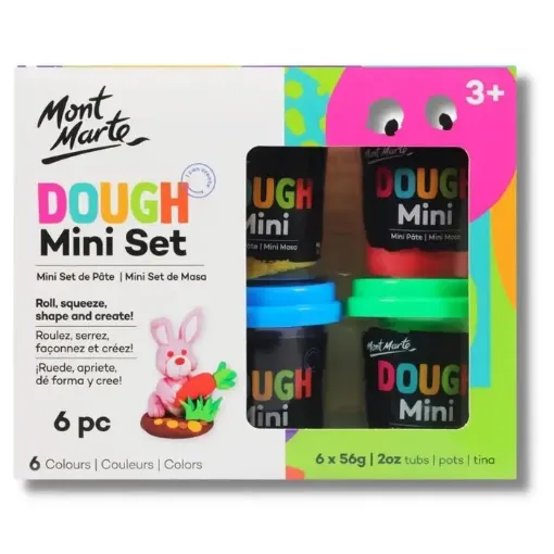 masa para modelar dough mini set x6 colores potes 56gr mont marte x6 colores vivos 0