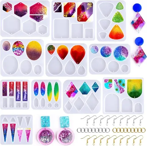 set 11 moldes silicona para hacer caravanas llaveros resina epoxi lets resin accesorios 0