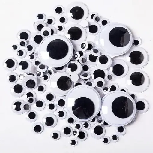 ojitos moviles saltones 3d adhesivos negros por 10 unidades 20mms 0
