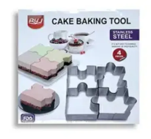 set molde cortantes acero inoxidable forma puzzle x4 piezas para tortas 0
