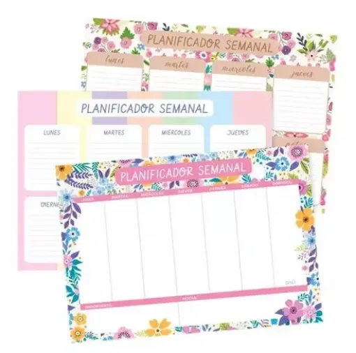 planificador semanal block 50 hojas medida a4 21x30cms varios motivos 0
