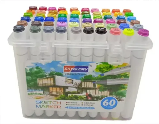 set 60 marcadores al alcohol doble punta sketch marker skyglory x60 colores 0
