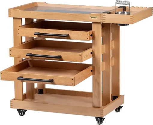carrito rodante profesional para suministros arte madera maciza haya meeden 68x48x70cms 0