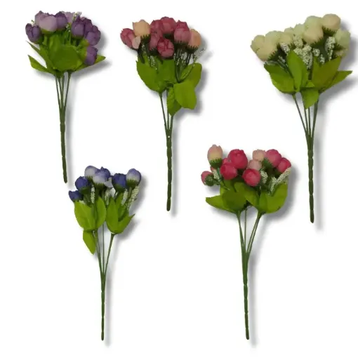 bouquet pimpollos rococo primaveral x15 flores 27cms a2117 variedad colores 0