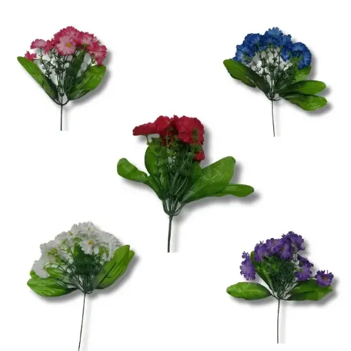 ramo flores artificiales manzanilla 28cms x15 flores varios colores 0