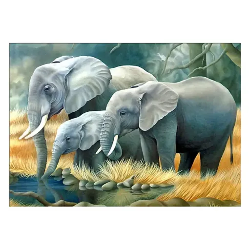 set pintura diamantes art gem 5d lamina 30x40cms modelo elefantes 01 0