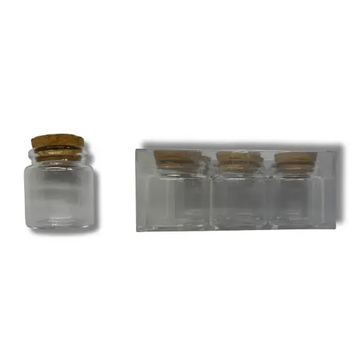 frasco vidrio cilindrico tapon corcho 4 5x5 5cms 80ml por unidad 0